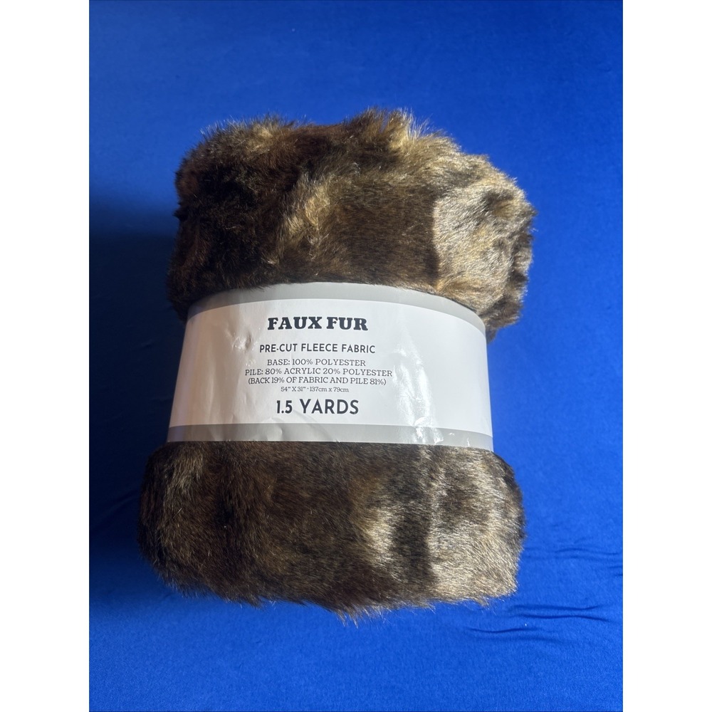 Faux Fur Dark Brown Pre-Cut Fleece Fabric 1.5 Yards Polyester 54" x 31" New